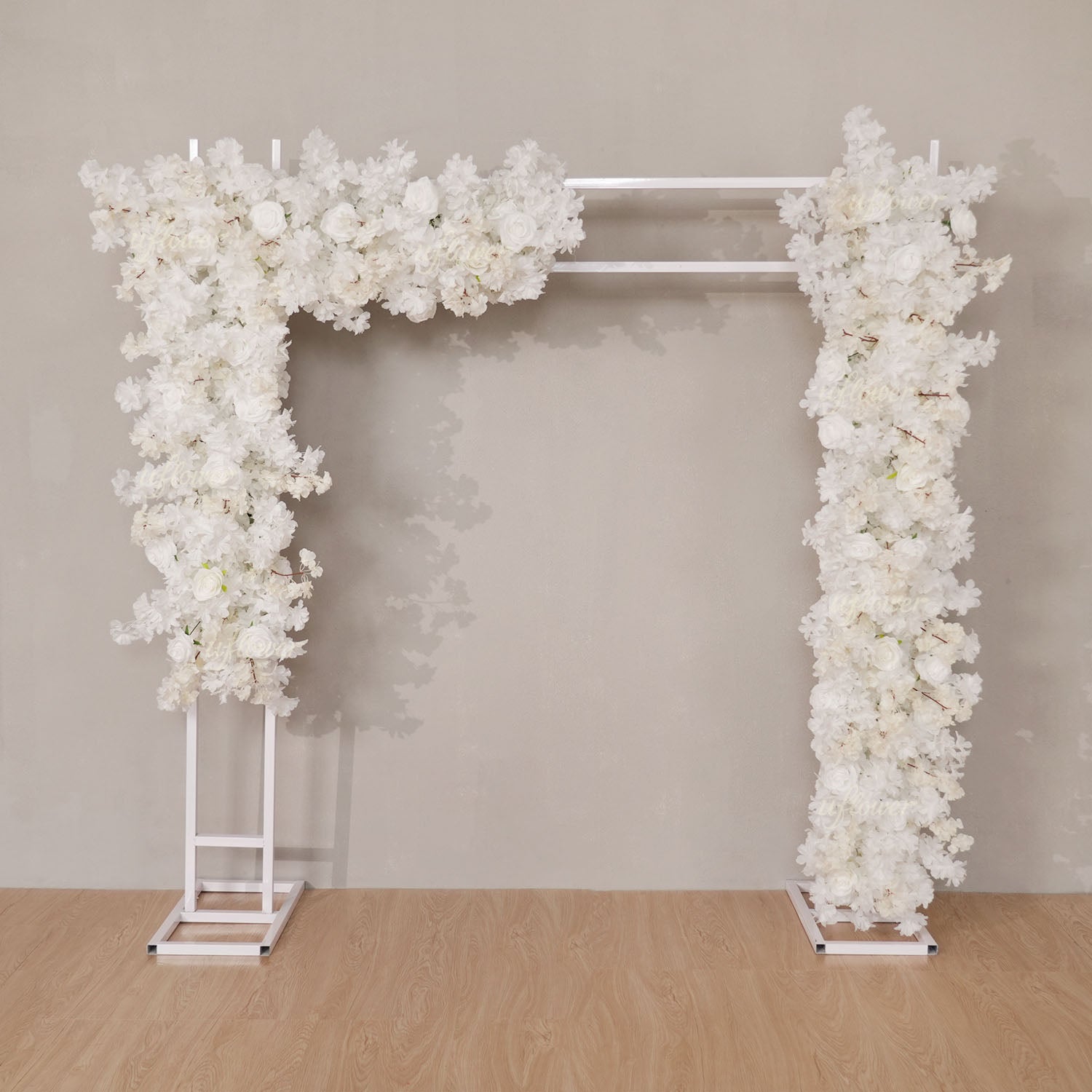 Uflower White Cherry Blossom Flower Row Wedding KT Backdrop Decor