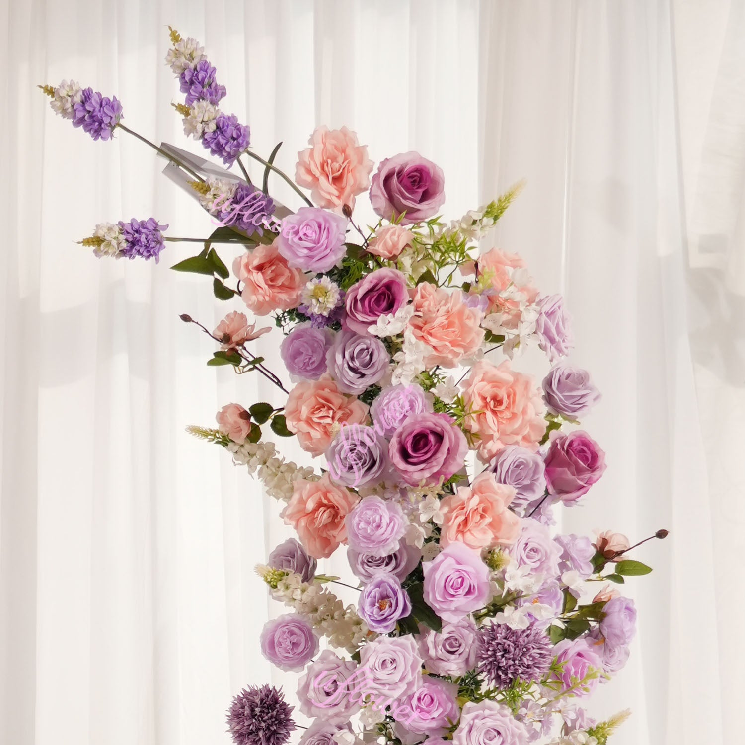 Uflower Gradient purple Floral Horn Arch Wedding Party Backdrop Decor