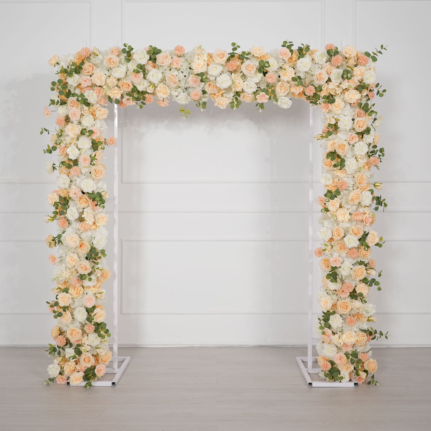 Uflower Champagne Rose Floral Square Arch Wedding Party Backdrop Decoration