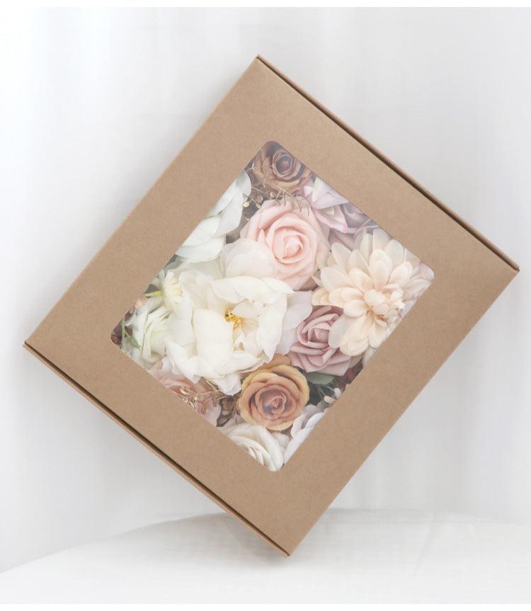 Flower Box Silk Blooming Flowers with Stem Pink