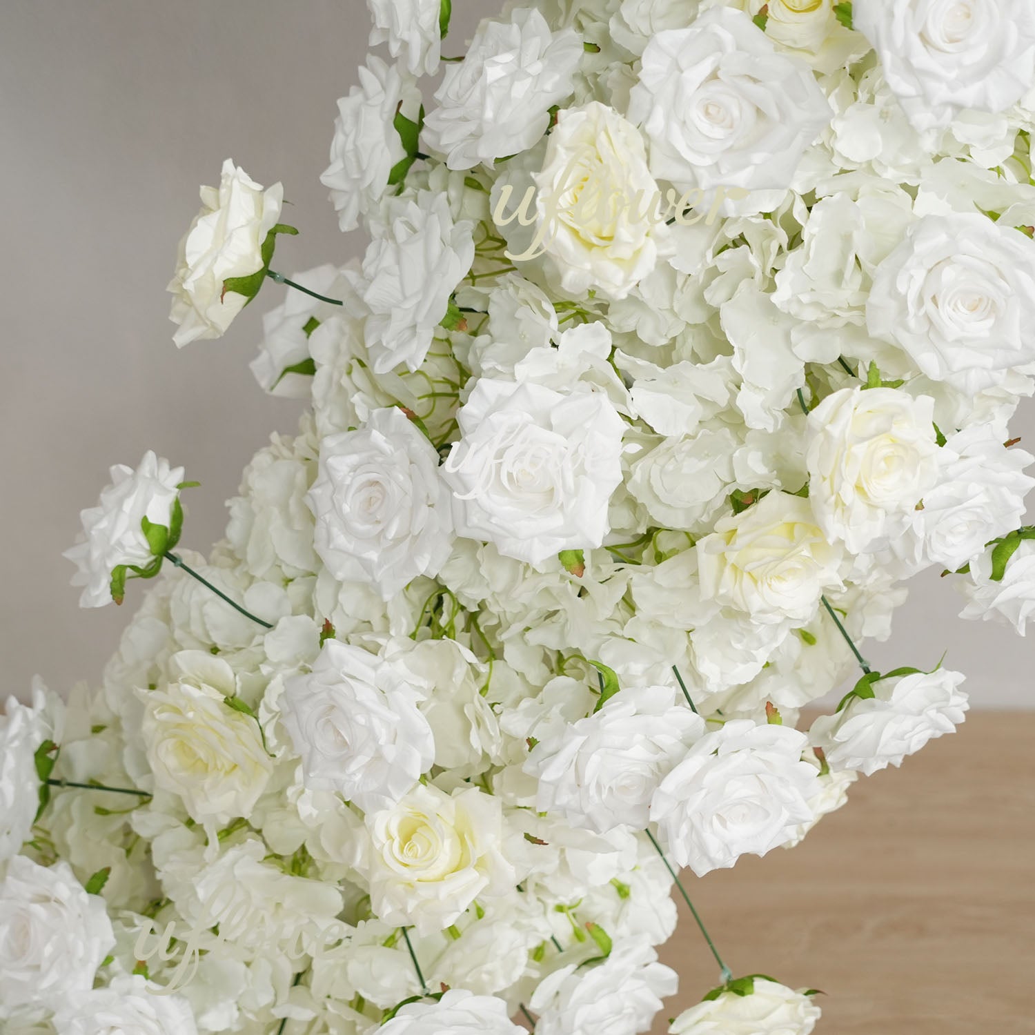 Uflower 2m*2m White Rose Heart-Shaped Arch Wedding Decor