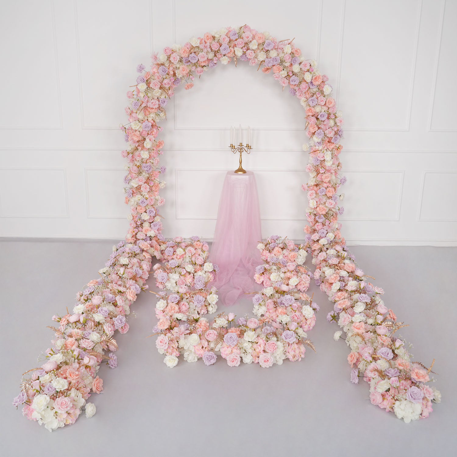 Uflower Purple Pink Rose Floral Door Arch Wedding Party Backdrop Decoration