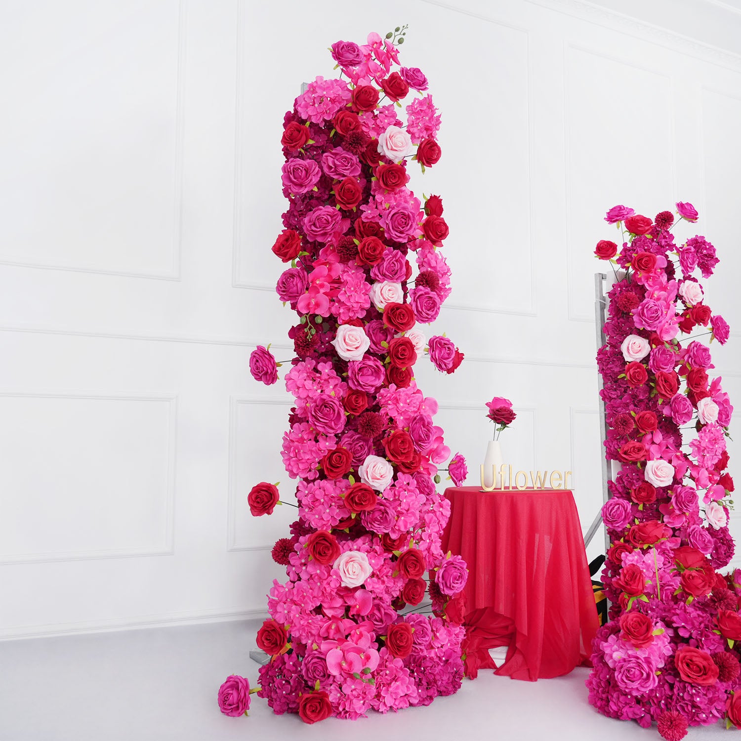Artificial Rose Red Wedding KT Background Decor Flower Row