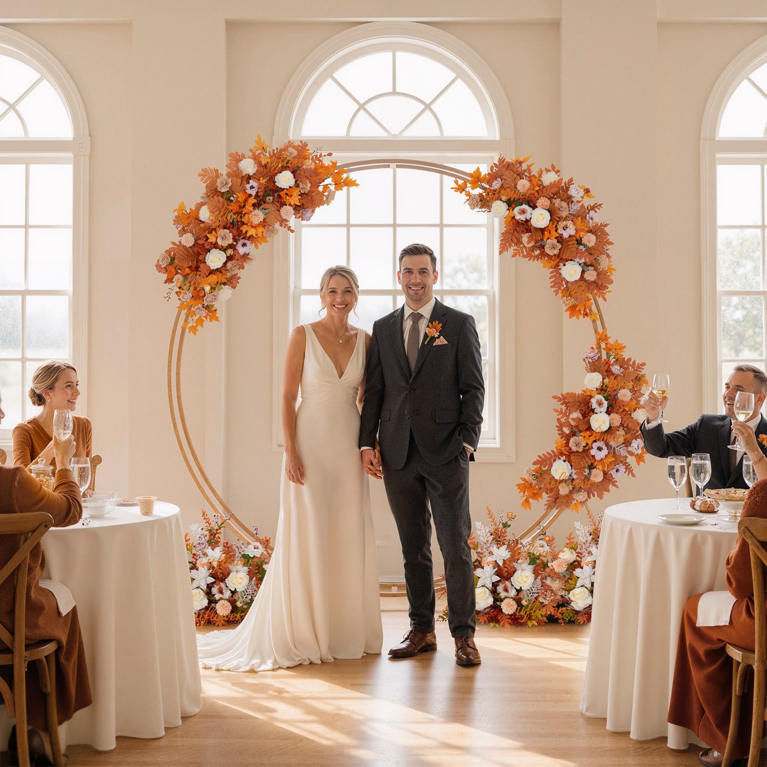 Artificial Orange Wedding KT Backdrop Flower Row Decor