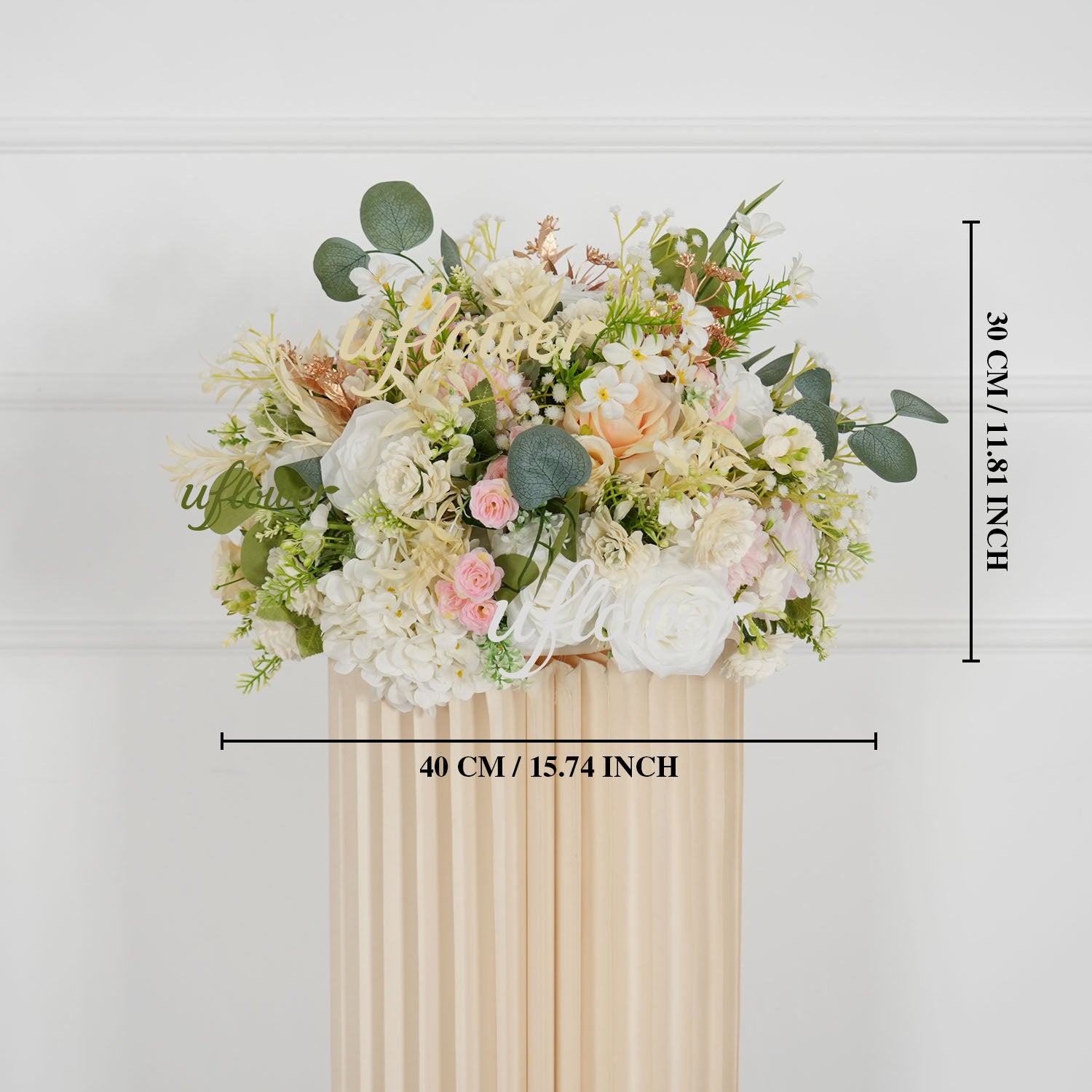 Artificial Champagne Pink White Rose Flower Arrangement Wedding Backdrop Decor Props