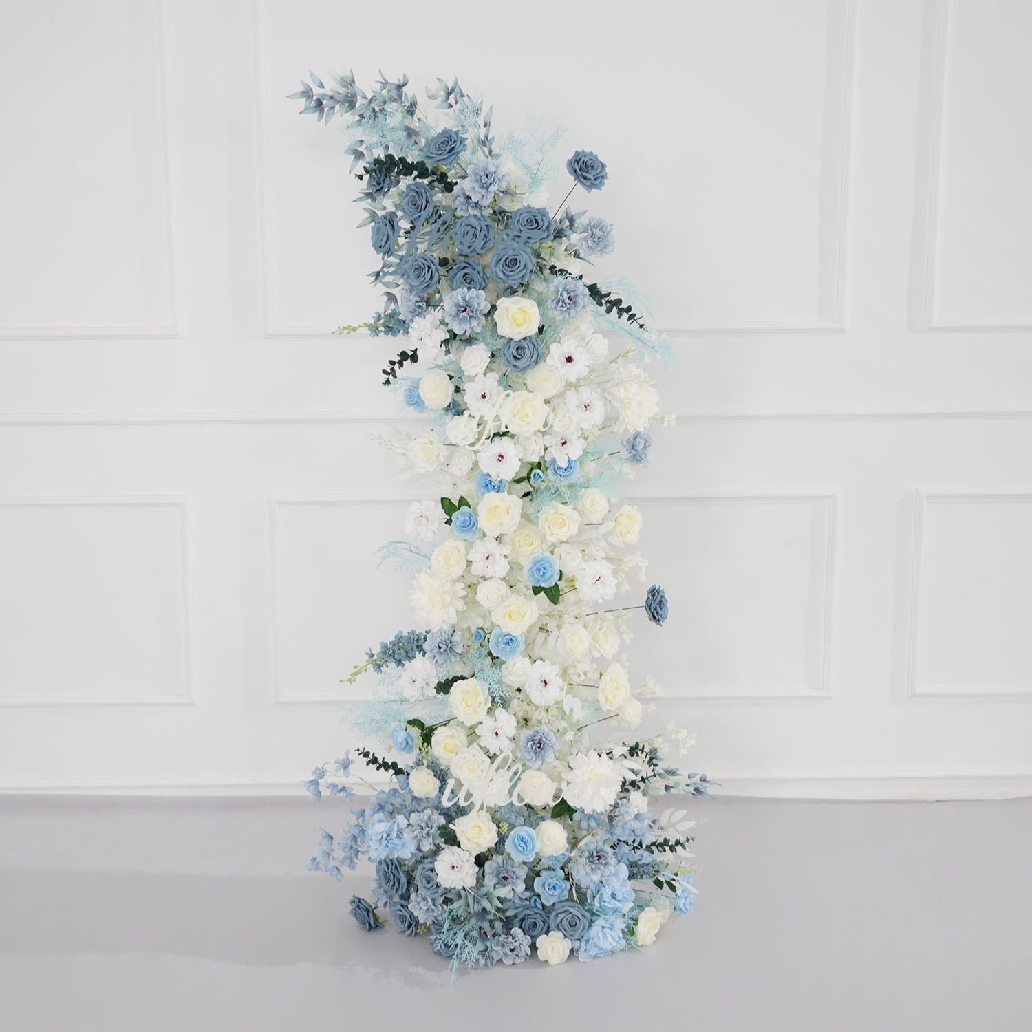 Uflower Blue White Floral Horn Arch Wedding Party Backdrop Decor