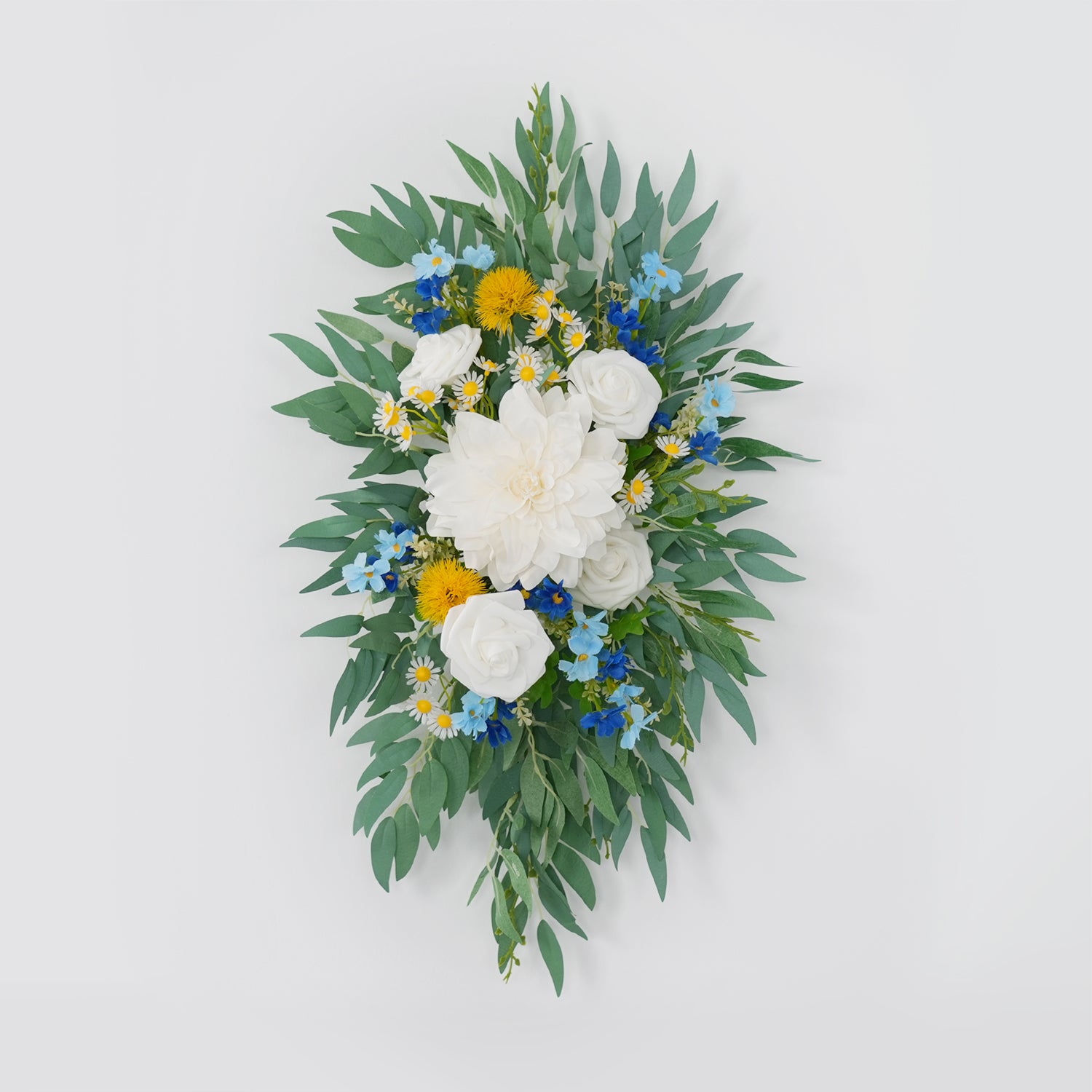 Uflower Rose Green White Flower Willow Leaf Wedding Welcome Flower Floral Decor