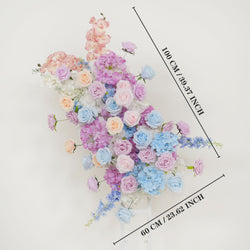 Uflower Artificial Purple Blue Wedding KT Backdrop Flower Row Decor