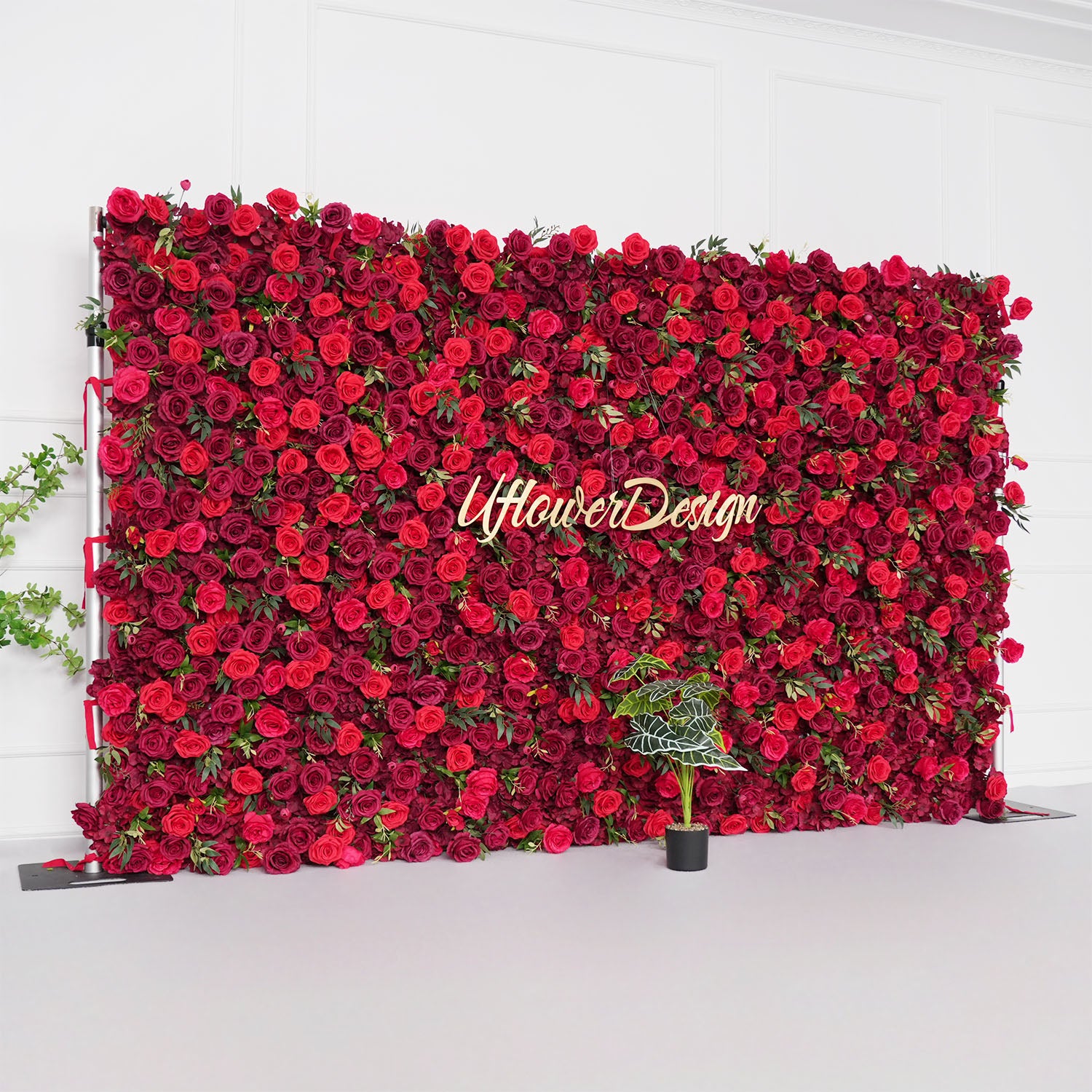 Uflower Artificial Red Rose Wall Wedding Backdrop Decor