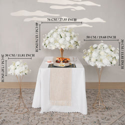 Uflower White Rose Baby's Breath Flower Ball For Table Centerpieces