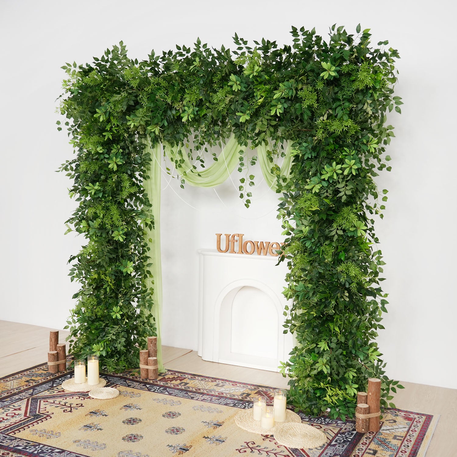 Uflower Green Series Wedding Backdrop Arch Decor Floral Arrangement