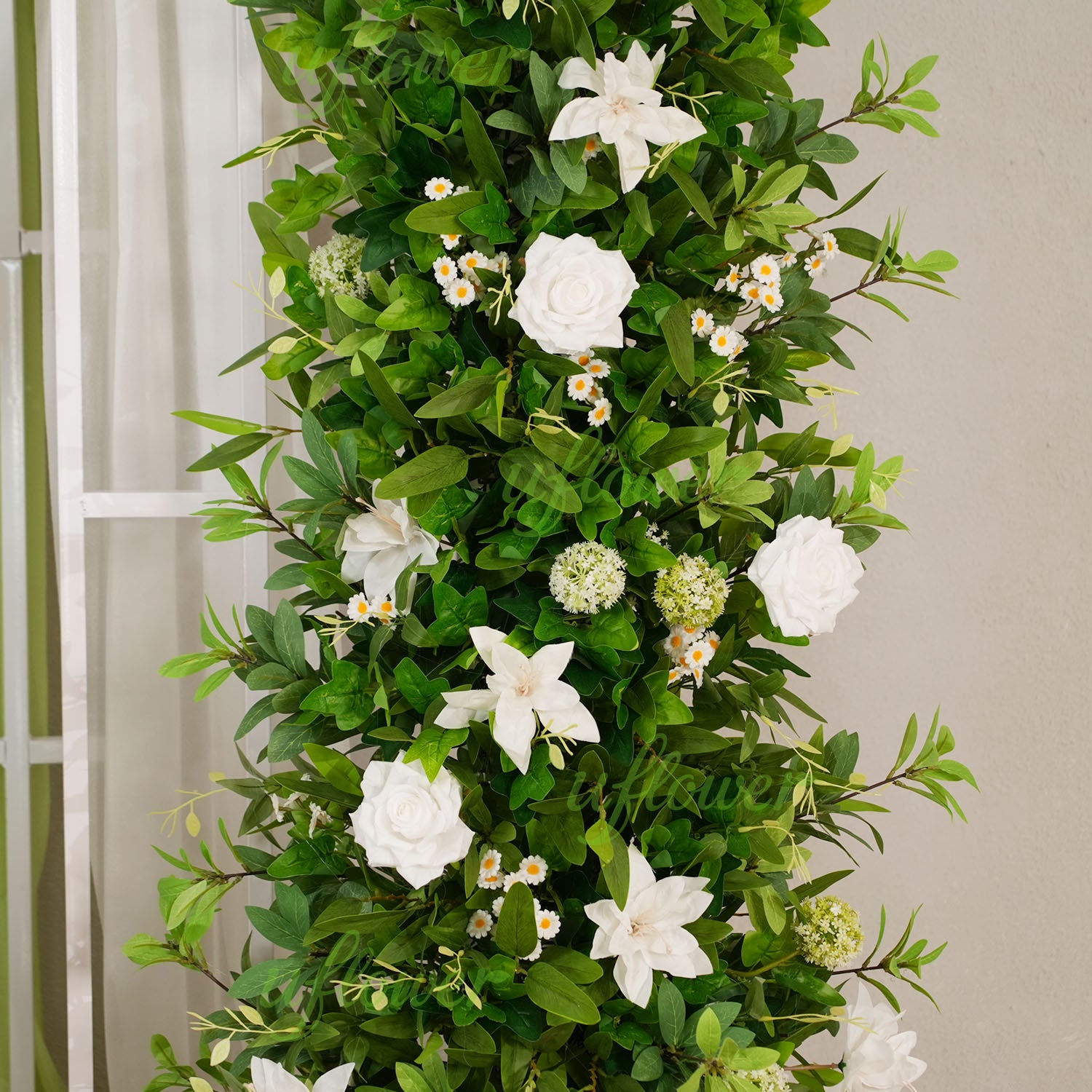 Uflower White Green Floral Arrangement Horn Arch Wedding Backdrop Props