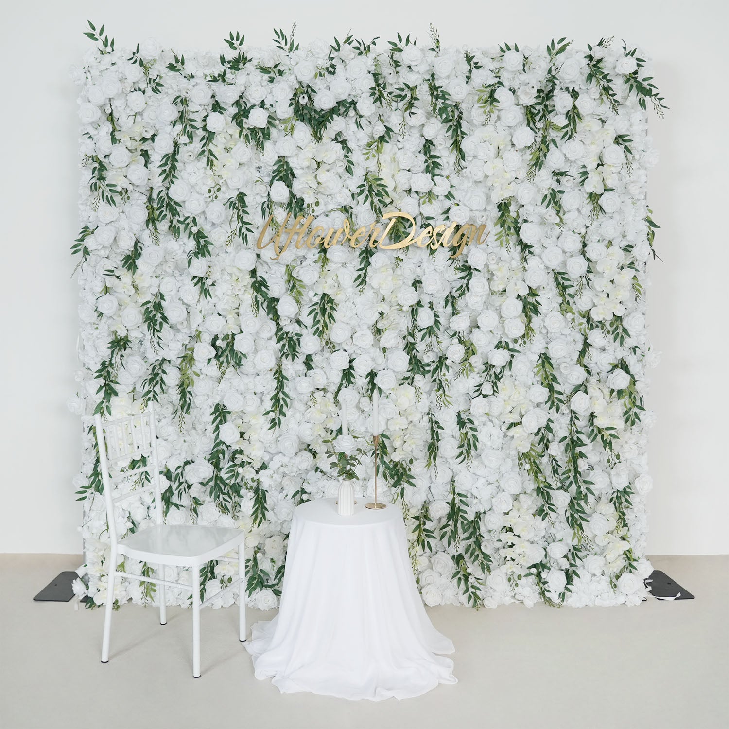 Uflower Artificial White Rose 5D Wedding Flower Wall