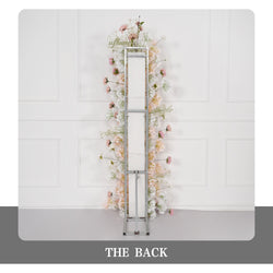 Uflower Artificial Pink White Flower Row Wedding KT Backdrop Decor