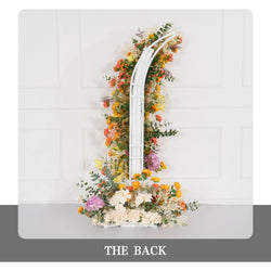 Uflower Orange Yellow Floral Horn Arch Wedding Party Backdrop Decor