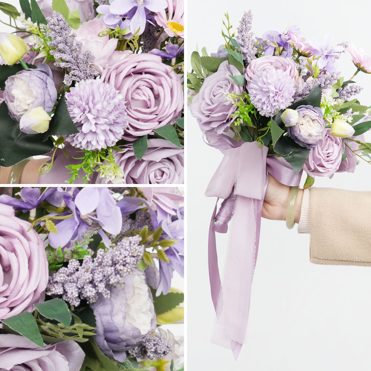 Purple bridal flower bouquet