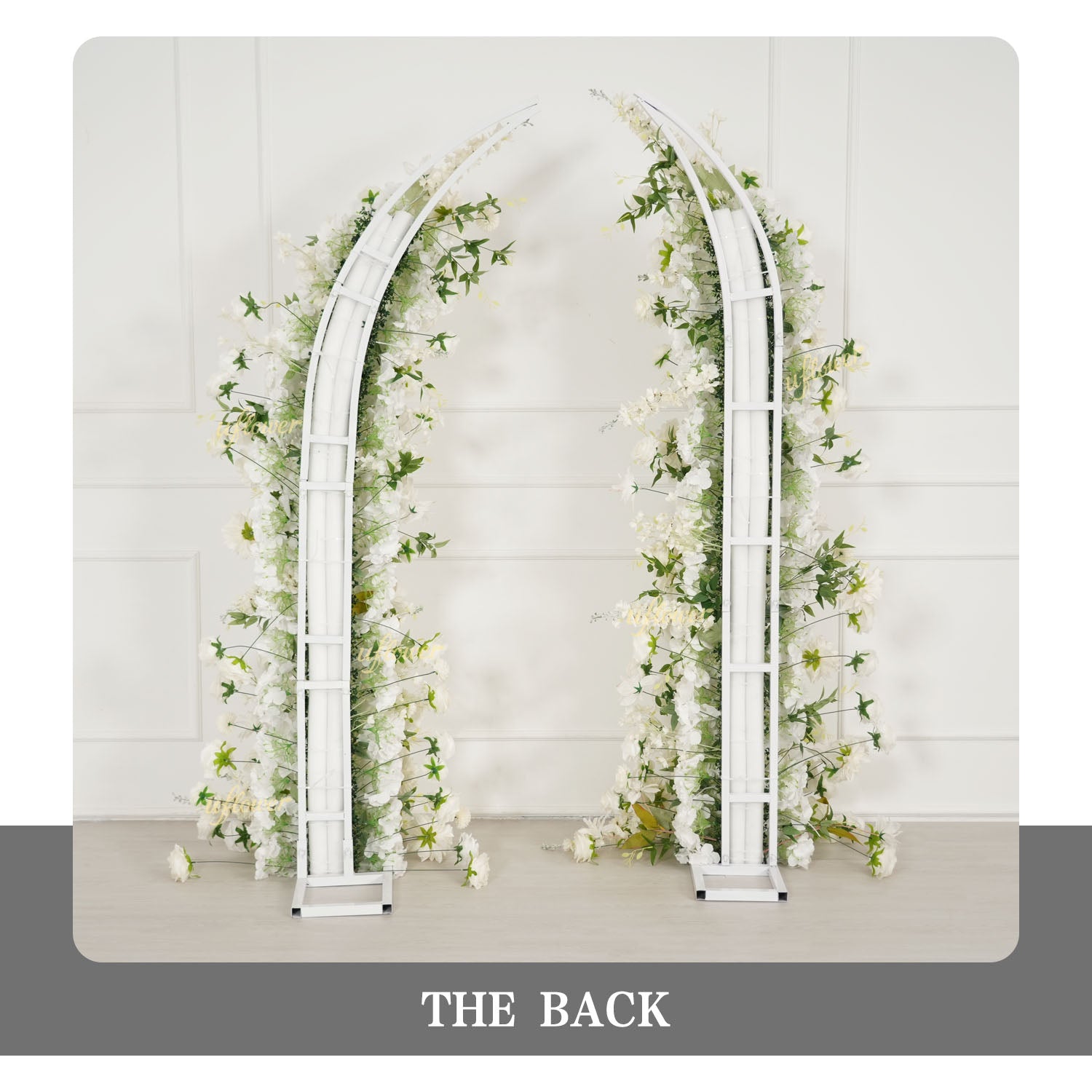Uflower White Dahlia Floral Horn Arch Wedding Party Backdrop Decor