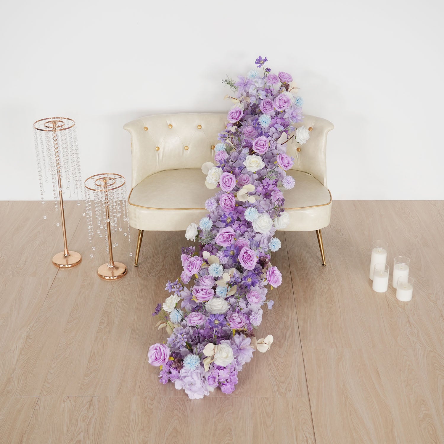 Uflower Purple Rose Floral Door Arch Wedding Party Backdrop Decoration