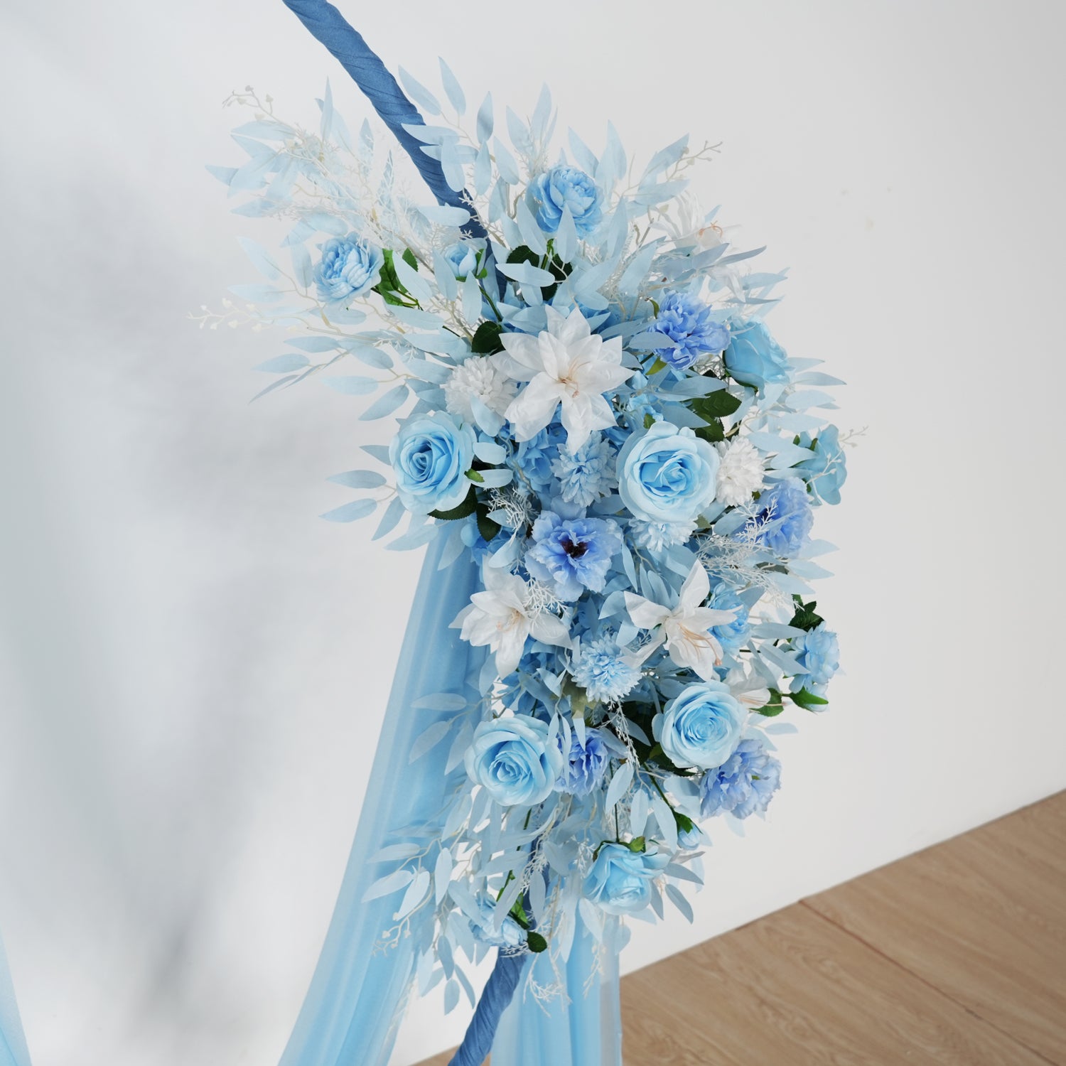 Artificial Blue Wedding KT Backdrop Flower Row Decor