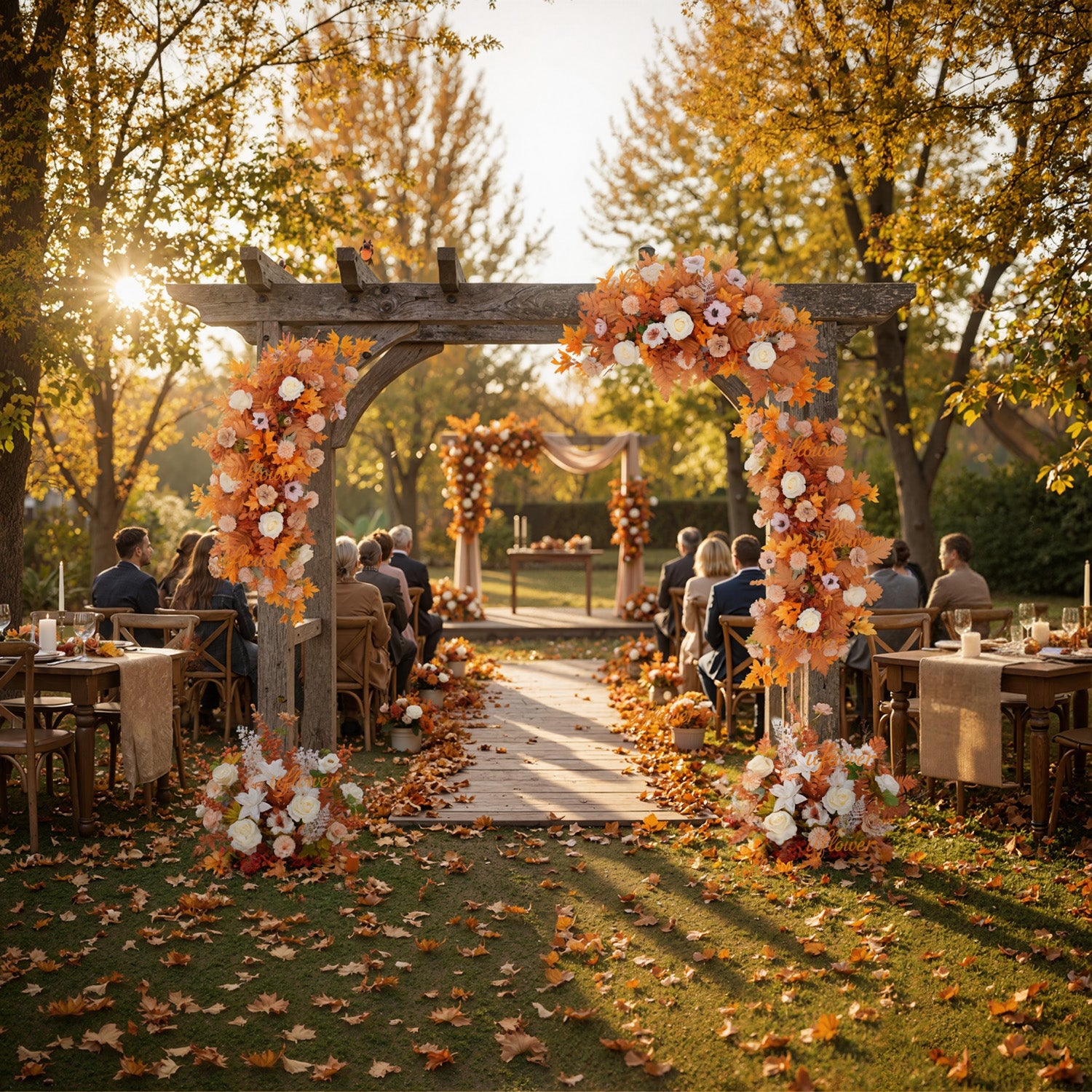 Artificial Orange Wedding KT Backdrop Flower Row Decor