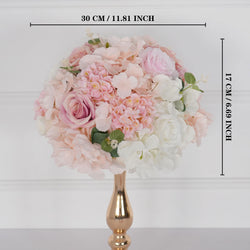 Uflower Pink Table Centerpiece Floral Ball Wedding Table Decoration