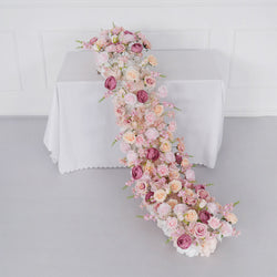 Uflower Pink Rose Sofa Table Runner Floor Flower Arrangement