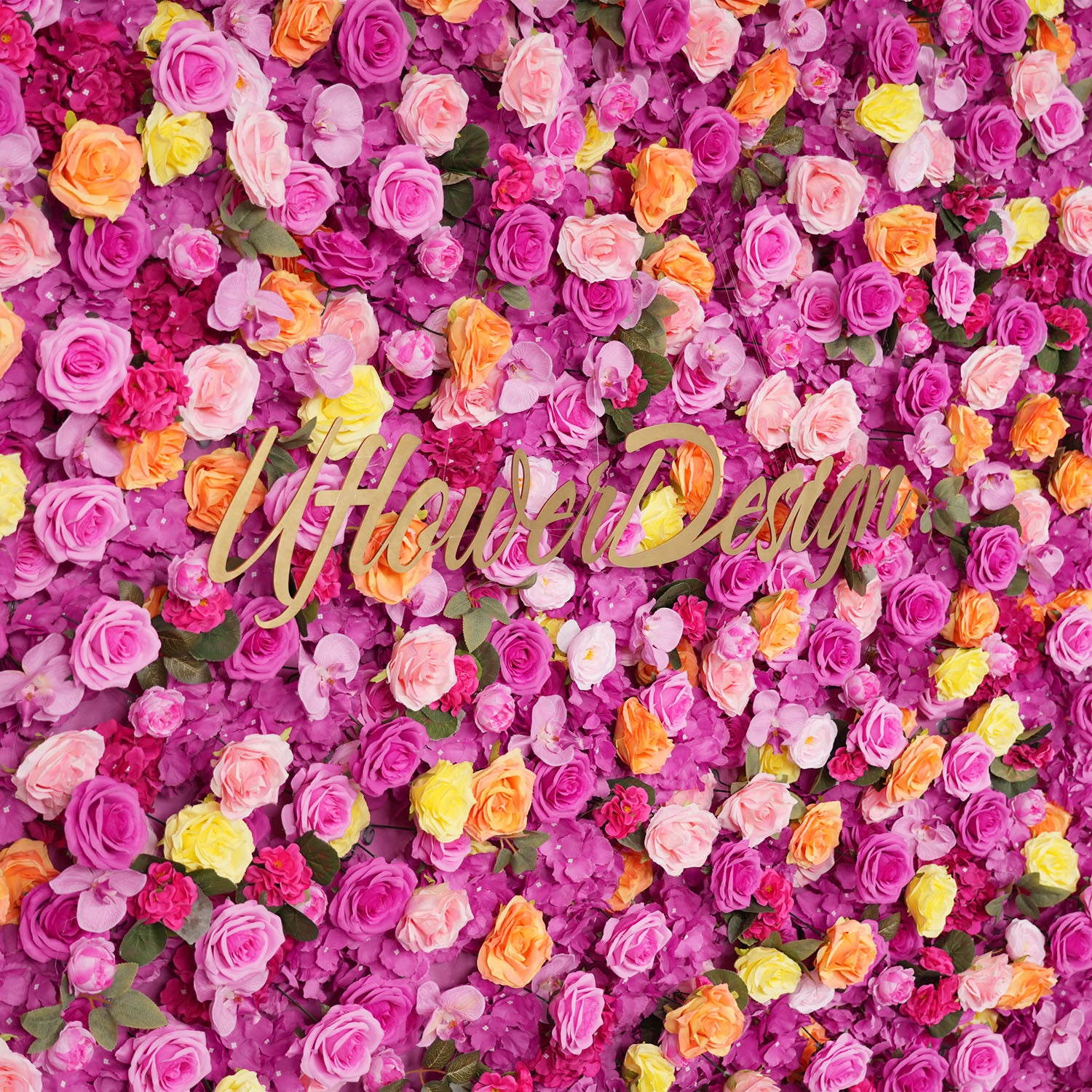 Uflower Flower Wall Hot Pink Orange Rose Floral Backdrop Wedding Party Proposal Decor Banquet Supplies