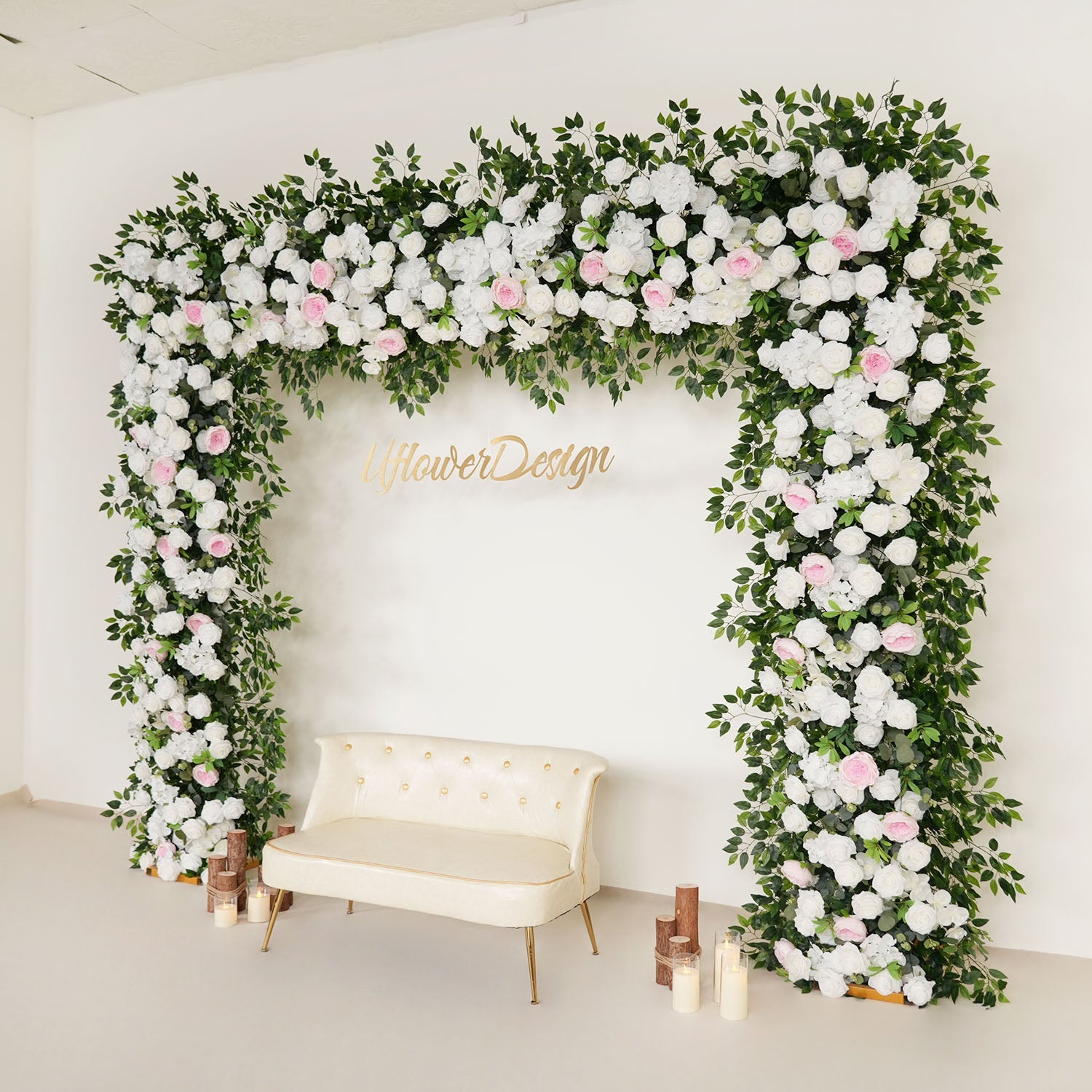 Uflower White Rose Wedding Background Flower Arrangement Arch Decoration