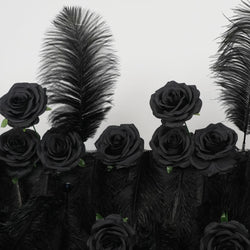 Uflower Artificial Black 5D Flower Wall Wedding Backdrop Decoration