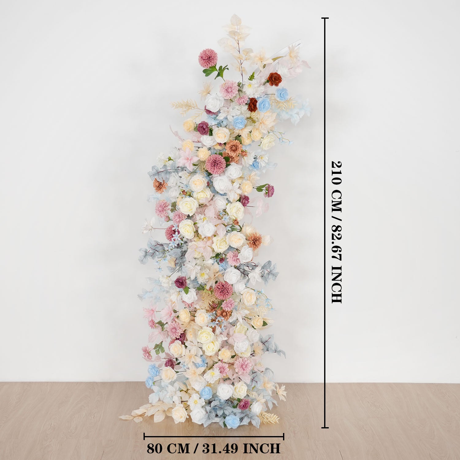 Uflower Pink Blue Champagne Horn Arch Decor Wedding Backdrop Floral Ball Arrangement