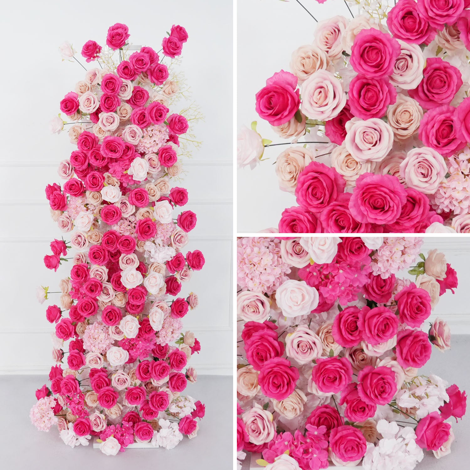 Uflower Rose red rose wedding background arch KT board decoration flower arrangement