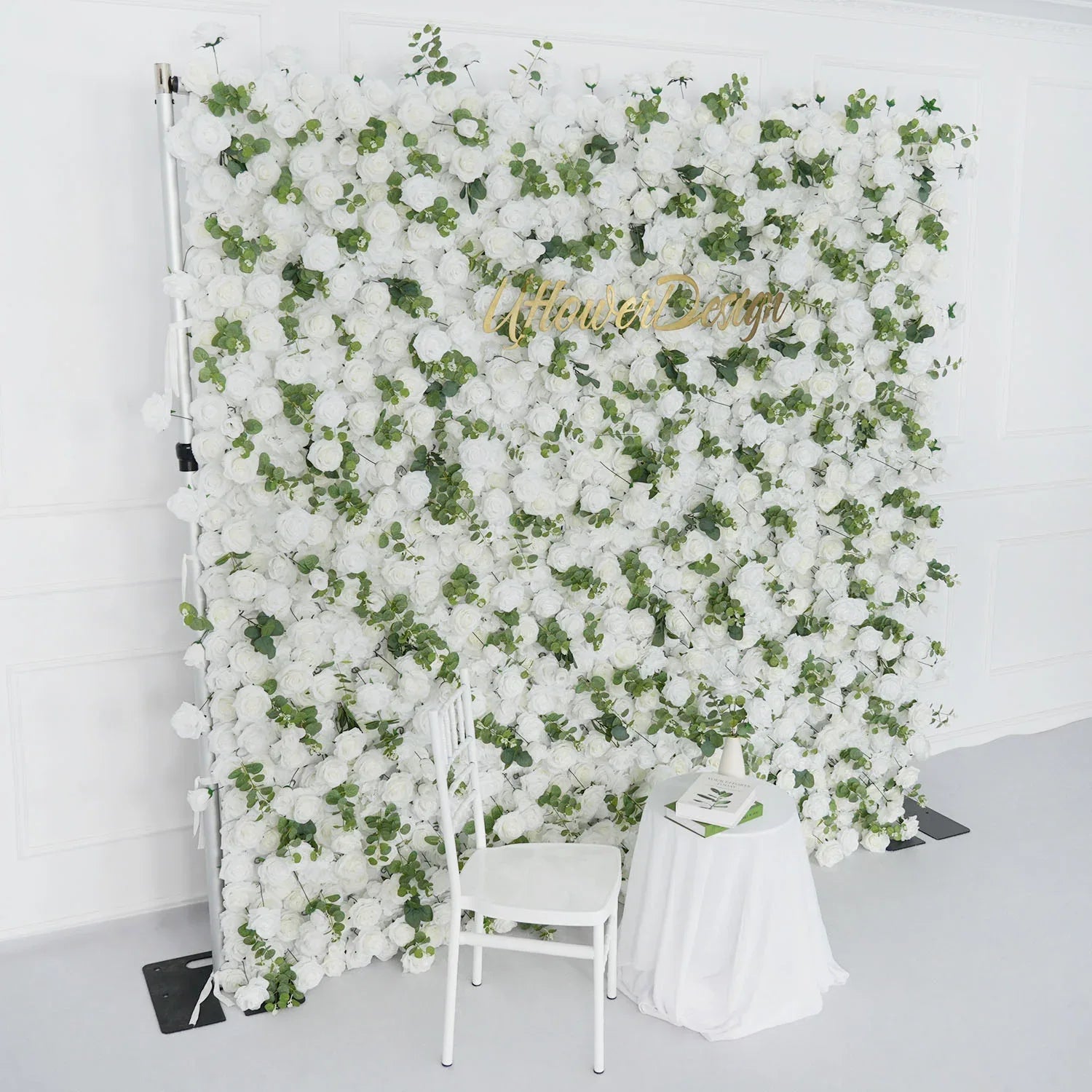 Uflower Artificial White Rose Wall Wedding Backdrop Decor - Uflower