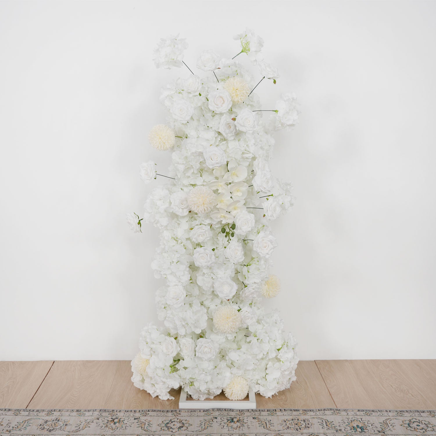 Artificial White Rose Wedding KT Backdrop Flower Row Decor