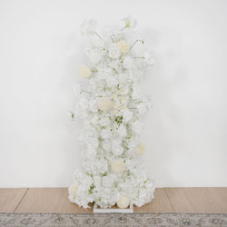 Artificial White Rose Wedding KT Backdrop Flower Row Decor