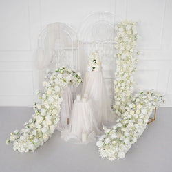 Uflower White Sofa Table Runner Floor Flower Arrangement