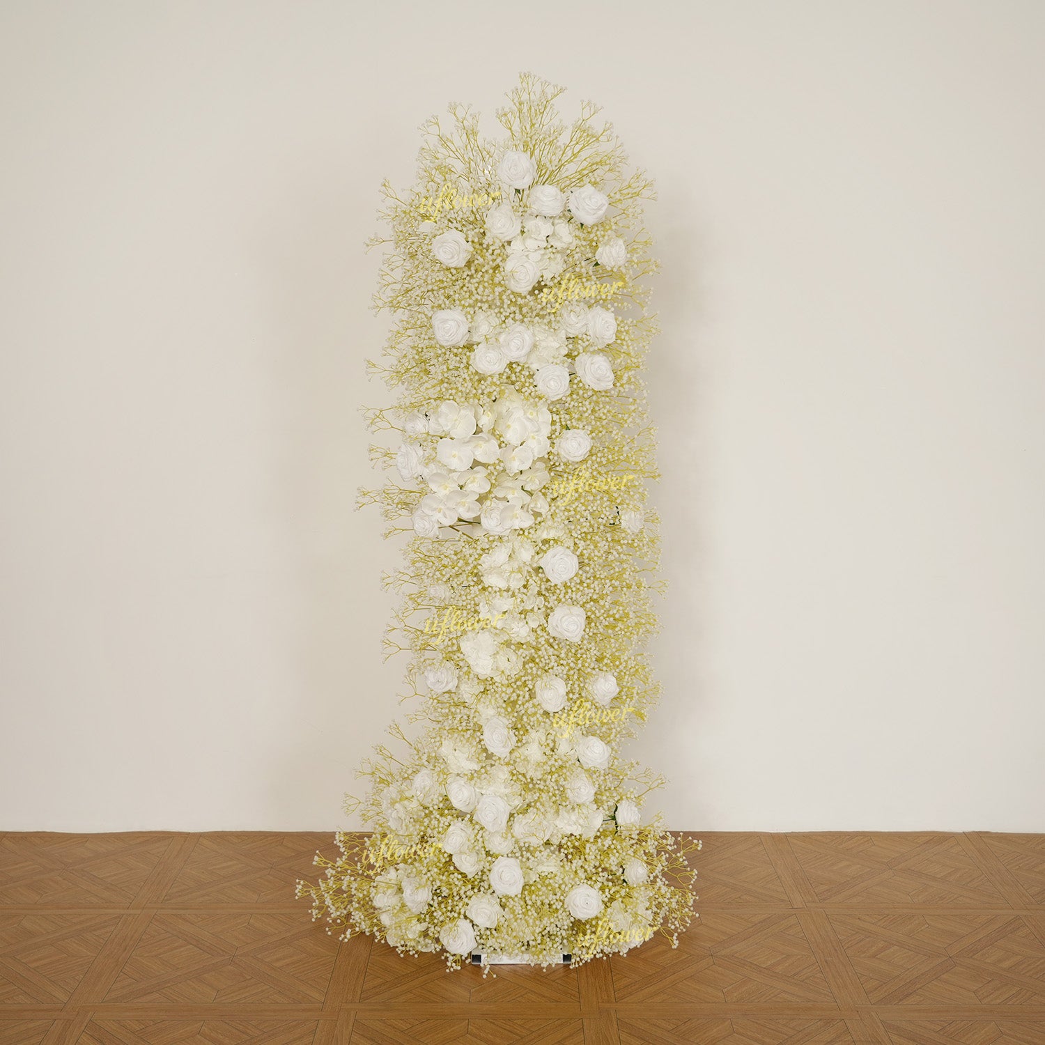 Uflower White Rose Baby Breath Wedding KT Backdrop Floral Arrangement