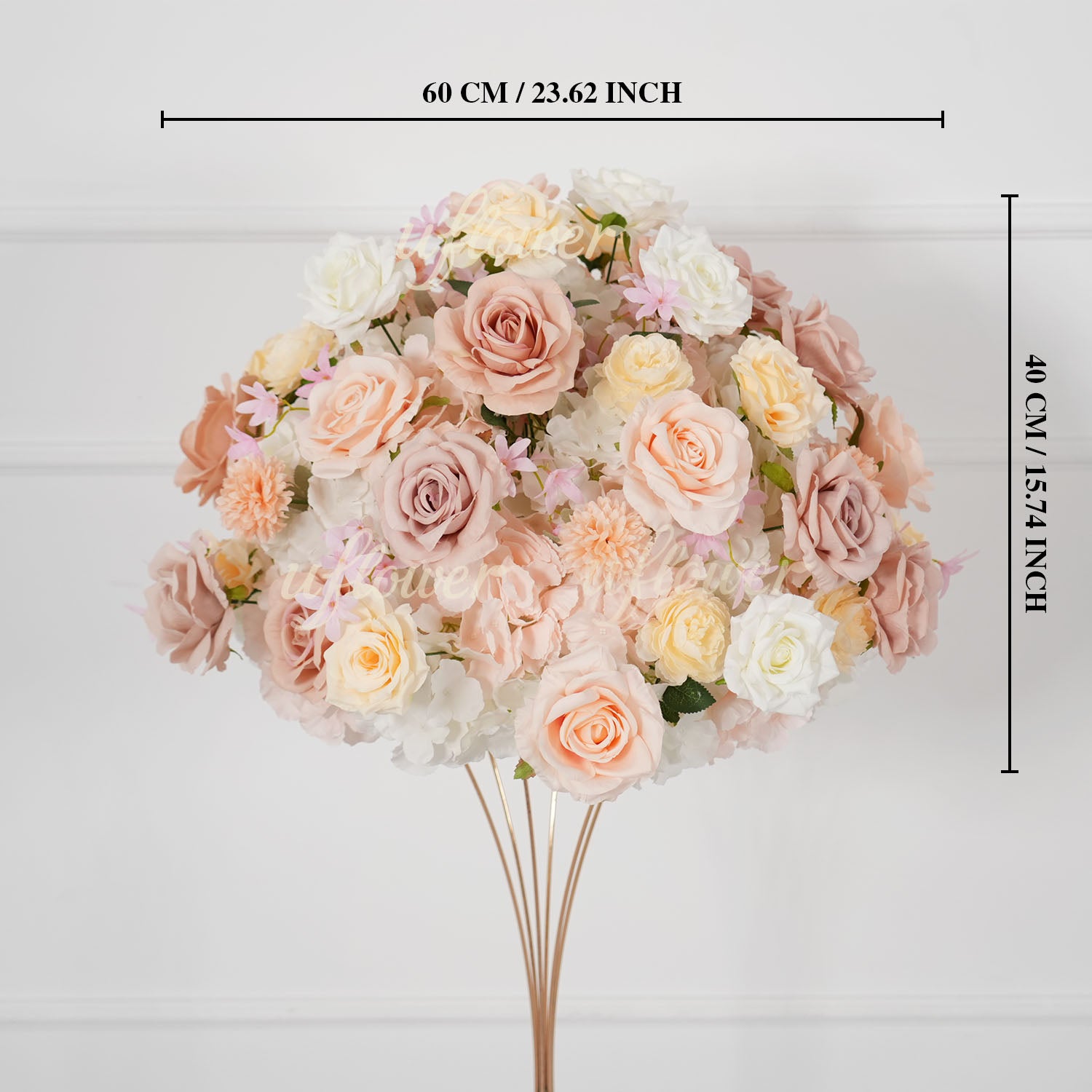 Uflower Champagne Pink Rose Arrangement Wedding Backdrop Floral Props