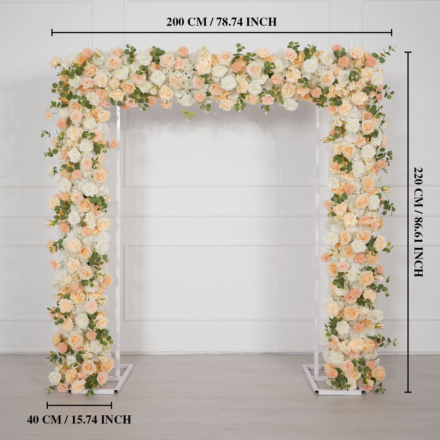 Uflower Champagne Rose Floral Square Arch Wedding Party Backdrop Decoration