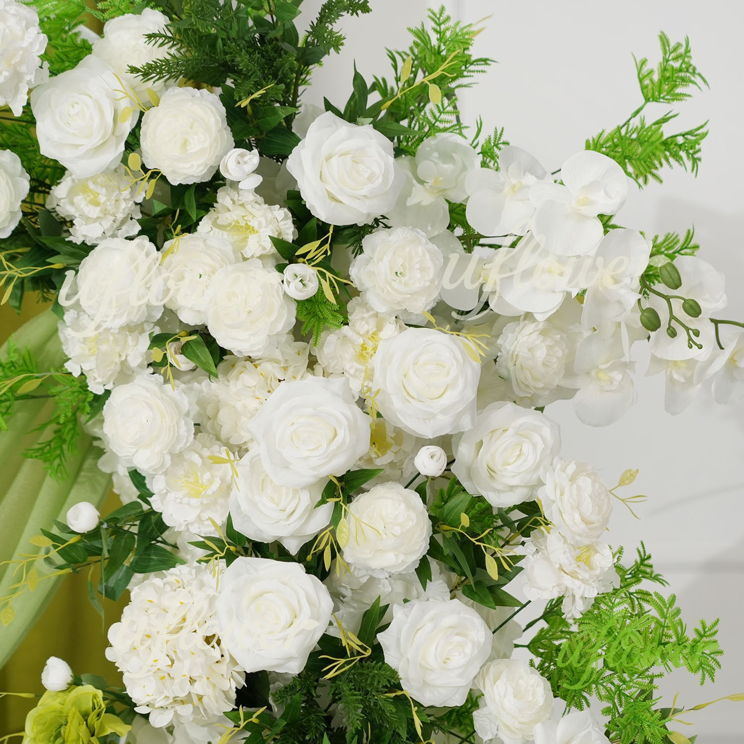 Uflower White Floral Greenery Horn Arch Wedding Party Backdrop Decor
