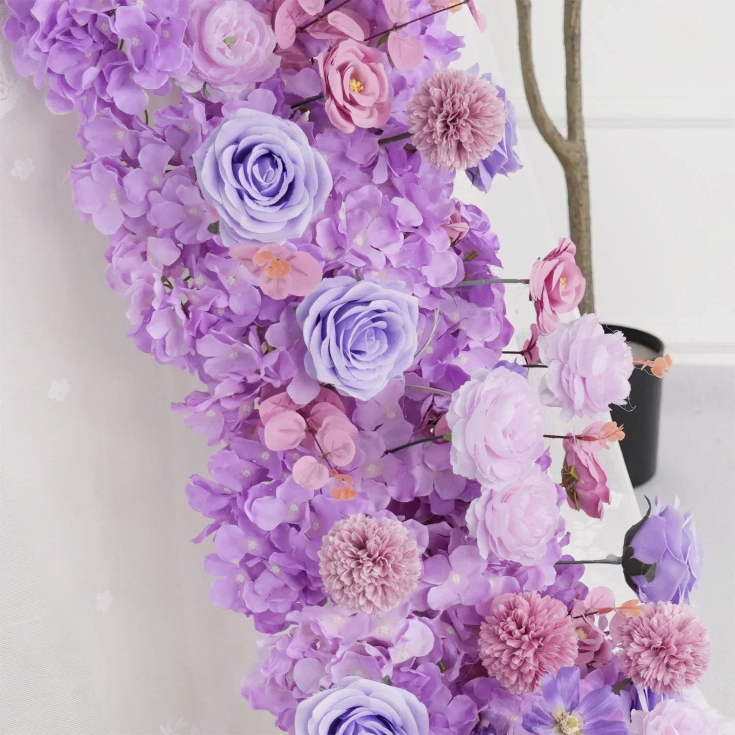 Uflower Purple Rose Table Runner Sofa Floral Wedding Backdrop Decor - Uflower