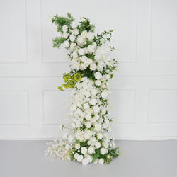 Uflower White Rose Green Leaf Floral Horn Arch Wedding Party Backdrop Decor