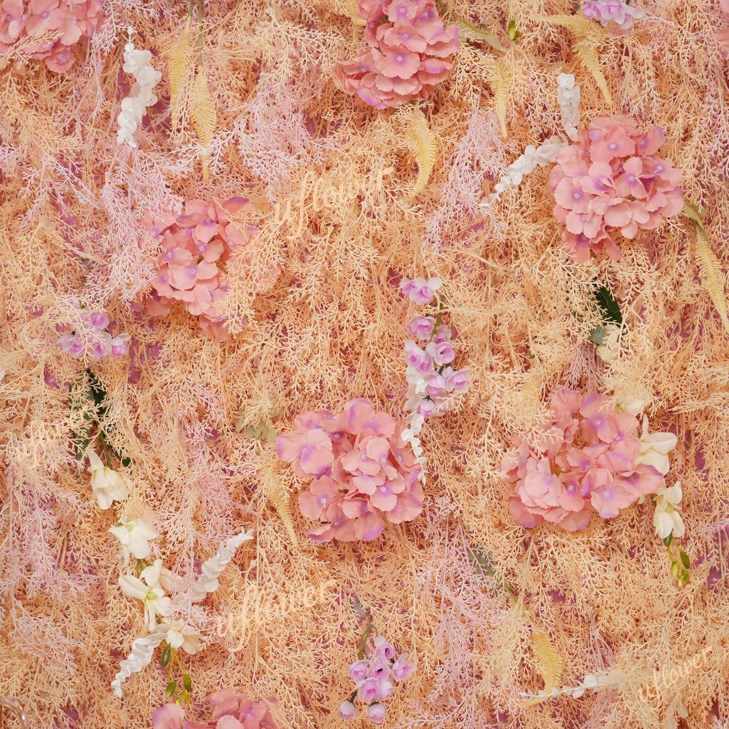 Uflower Flower Wall Champagne Pink Frost Floral Backdrop Wedding Party Proposal Decor SET80215 - Uflower