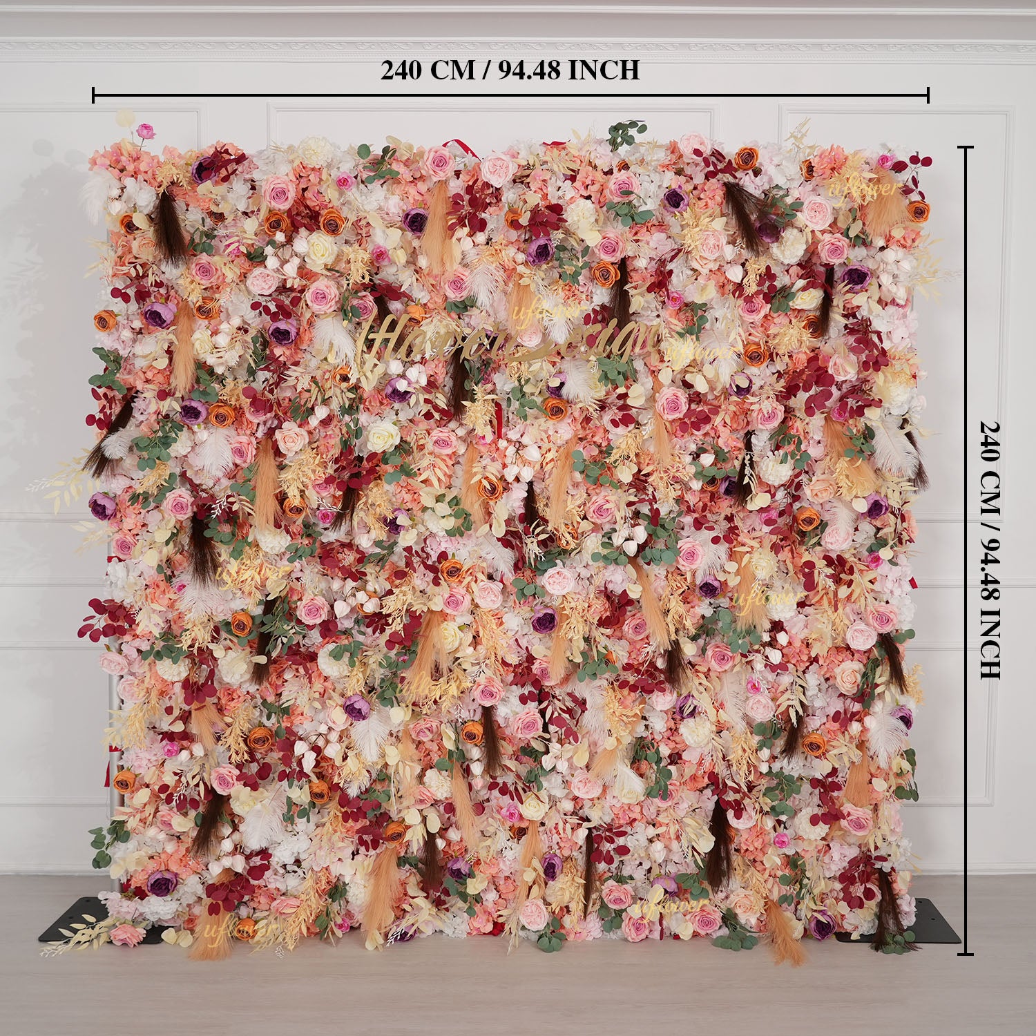 Uflower Champagne Khaki 5D Flower Wall Wedding Party Proposal Decor