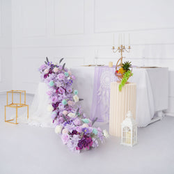 Uflower Purple Table Runner Arrangement Wedding Backdrop Wall Decor