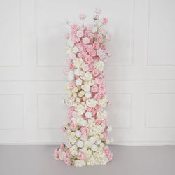 Uflower Artificial Pink White Wedding KT Backdrop Flower Row Decor
