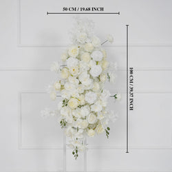 Uflower Artificial White Rose Flower Row Wedding KT Backdrop Decor