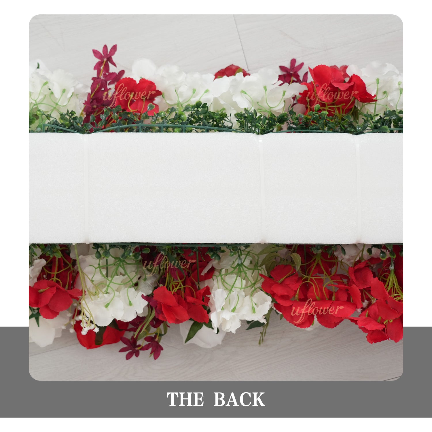 Uflower Artificial Red White Rose Flower Row Wedding KT Backdrop Decor