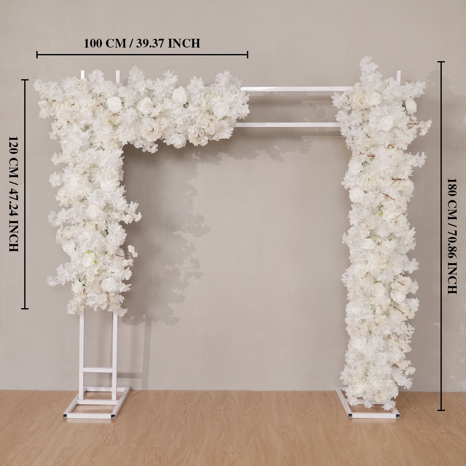 Uflower White Cherry Blossom Flower Row Wedding KT Backdrop Decor