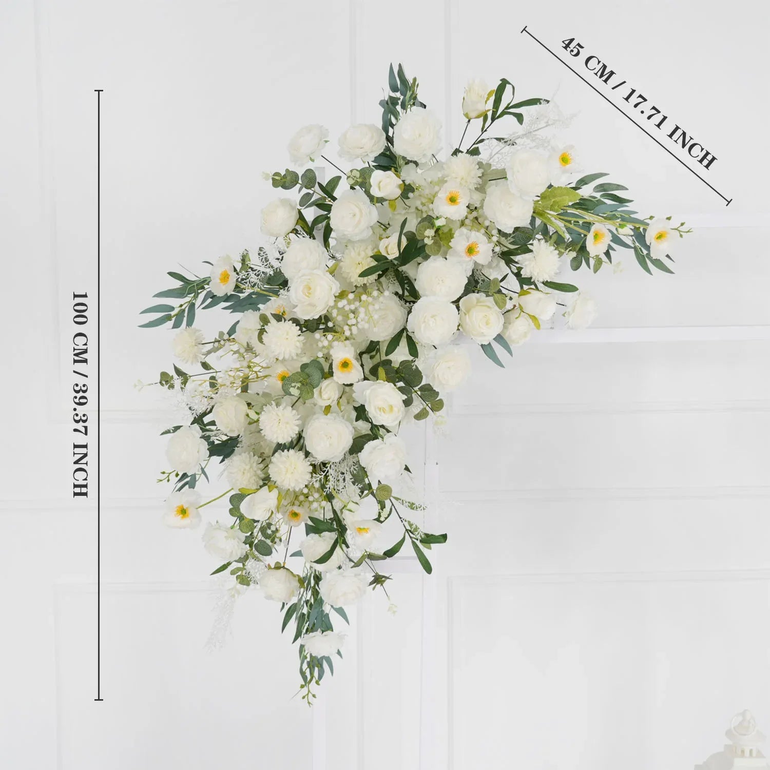 Artificial White Green Wedding KT Backdrop Flower Row Decor - Uflower