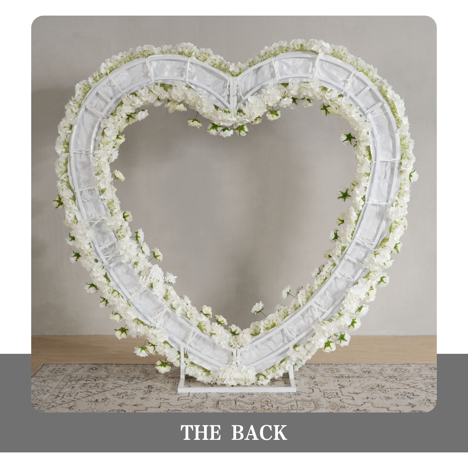 Uflower 2m*2m White Rose Heart-Shaped Arch Wedding Decor